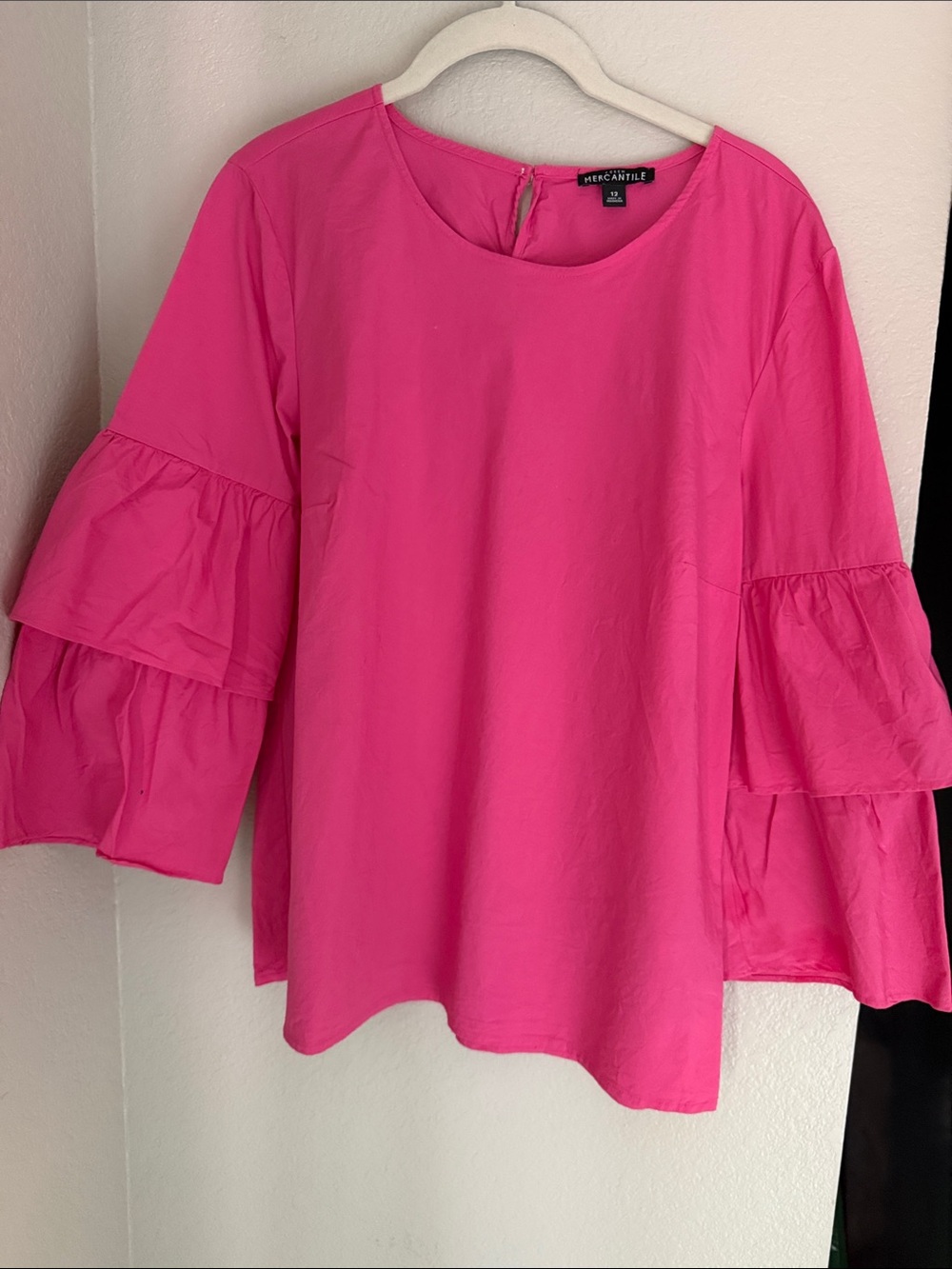 Pink Ruffle Sleeve Blouse - Bright Pink Women’s Top